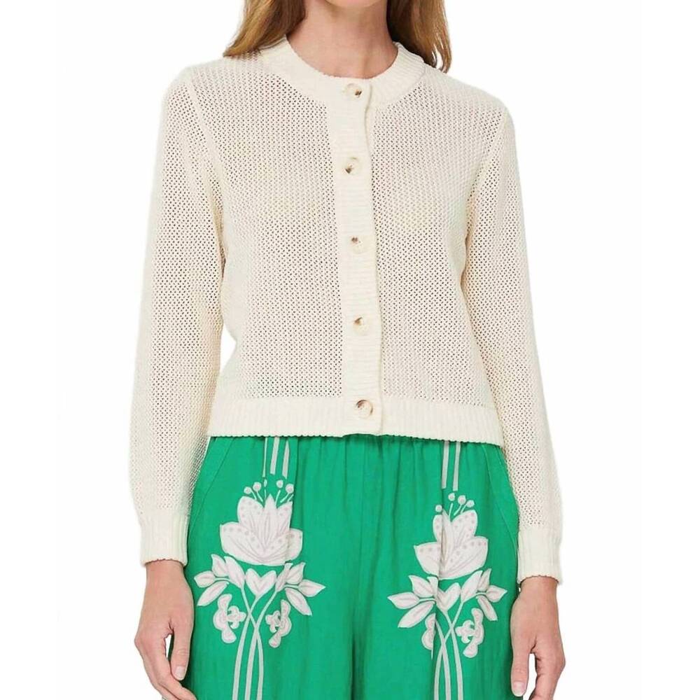 NEW NYLAND evaine long sleeve 5 button cardigan top in ivory